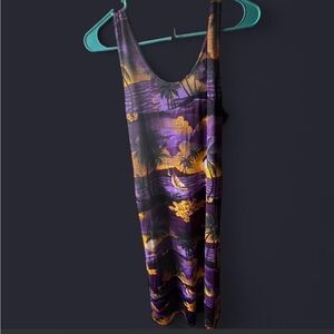 Women’s Purple Tropical Print Maxi Dress